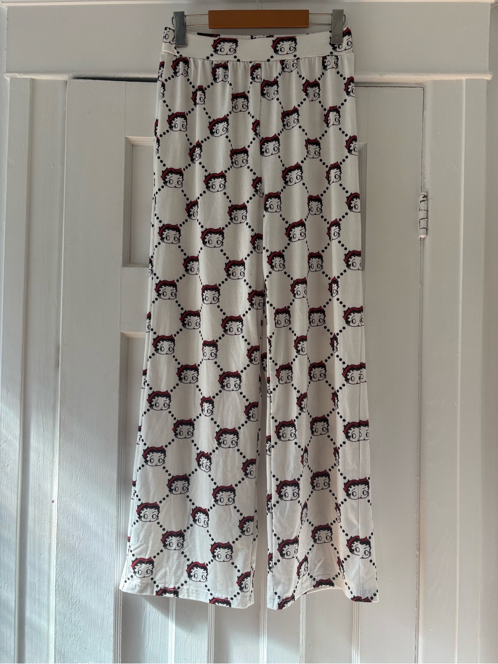 Betty Boop Patterned Wide-Leg Lounge Pants